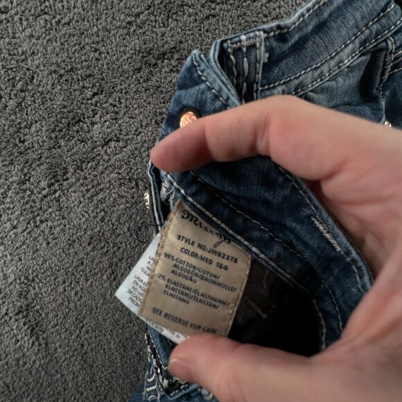 Miss Me Signature Rise Boot Cut Blue Denim Jeans Back Flap Pockets Women 26 - Picture 12 of 16